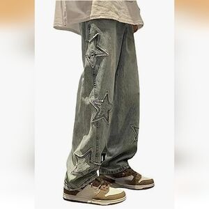 Women's Star Embellished Relaxed Jeans - Gray